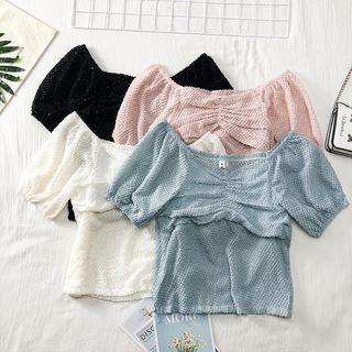 Ruched Chiffon Crop Top