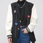 Heart Accent Faux Leather Panel Blazer