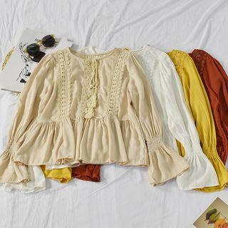Lace-trim Bell-sleeve Blouse