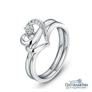 The Blissful Ring Collection - 18k White Gold Double Heart-shaped Diamond Engagement Wedding Ring 6