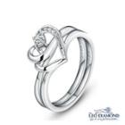 The Blissful Ring Collection - 18k White Gold Double Heart-shaped Diamond Engagement Wedding Ring 6