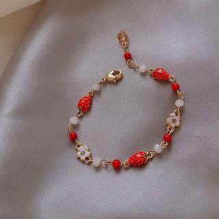 Alloy Strawberry & Flower Bracelet Red - One Size