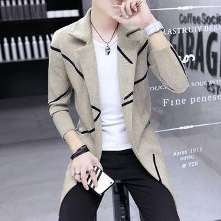 Contrast Trim Notch Lapel Coat