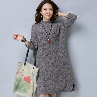 Mock-neck Long-sleeve Chunky Knit Dress