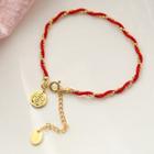 Braided Bracelet Red Chain - Gold - One Size