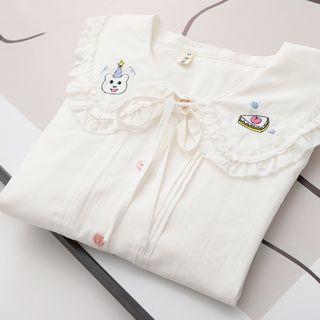 Frilled Collar Bow Detail Shirt