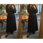 [dearest] Pintuck-trim Flared Maxi Dress One Size