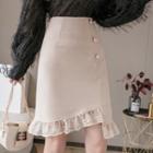 Lace Hem Asymmetrical Pencil Skirt