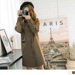 Long Sleeve Pocketed Shirtdress