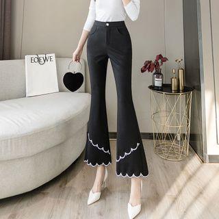 Contrast Trim Boot-cut Dress Pants