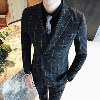 Set: Window Pane Double Breasted Blazer + Dress Pants