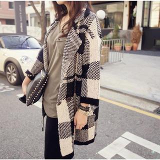 Plaid Knit Coat