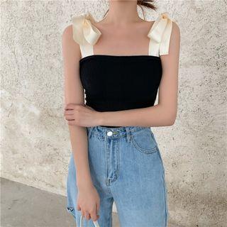 Sleeveless Two Tone Top White & Black - One Size