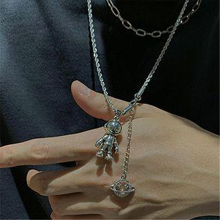 Astronaut Pendant Stainless Steel Choker Silver - One Size