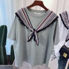 Short-sleeve Print Tie T-shirt