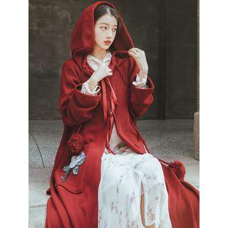 Hooded Printed Knit Cape