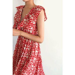 Gathered-waist Flounced Floral Long Sundress