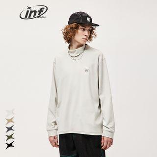 Embroidered Mock-neck Loose T-shirt In 5 Colors