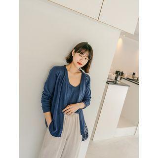Plus Size Linen Blend Lightweight Cardigan
