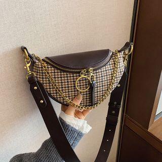 Houndstooth Chained Sling Bag