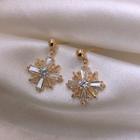 925 Sterling Rhinestone Cross Drop Earring 1 Pair - Silver - One Size