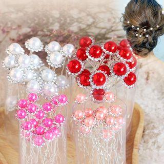 Set Of 20: Rhinestone Rose Hair Stick