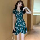 Short-sleeve Mini A-line Floral Dress