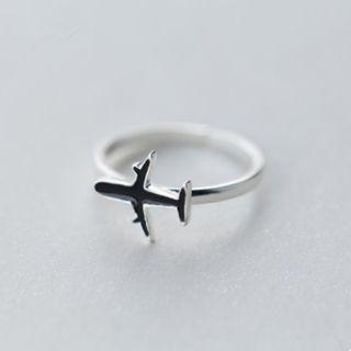 Plane Sterling Silver Open Ring Silver - One Size