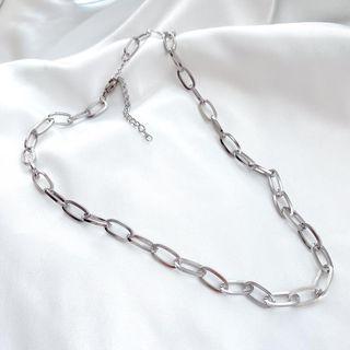 Stainless Steel Choker Titanium Steel - Necklace - Silver - 37-42cm
