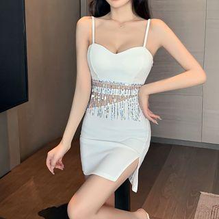 Sequined Tassel Sheath Mini Dress