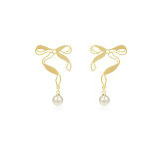Faux Pearl Bow Earring / Clip-on Earring