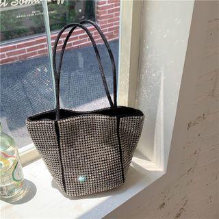 Rhinestone Tote Bag Fr3 - Rhinestone - Silver & Black - One Size