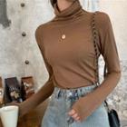 Plain Knitted Turtleneck Top