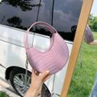 Round Croc Grain Chain Crossbody Bag