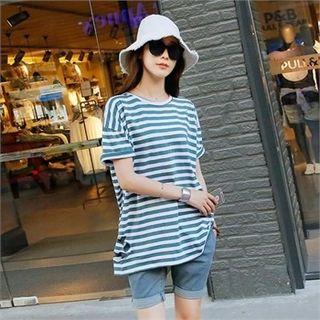 Perforated Striped T-shirt