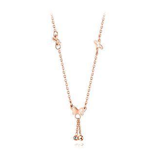 Elegant Fashion Plated Rose Gold 316l Stainless Steel Butterfly Tassel Necklace Rose Gold - One Size