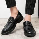 Lettering Buckled Panel Faux-leather Loafers