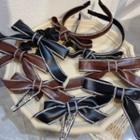 Bow Faux Leather Rhinestone Headband / Hair Clip / Hair Tie
