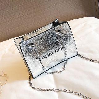 Faux-leather Lettering Handbag
