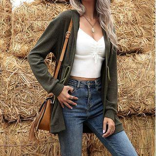 Tied Hooded Cardigan