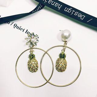 Rhinestone Pineapple Hoop Earring