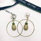 Rhinestone Pineapple Hoop Earring