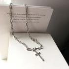 Cross Chain Necklace 1 Pc - Necklace - Silver - One Size