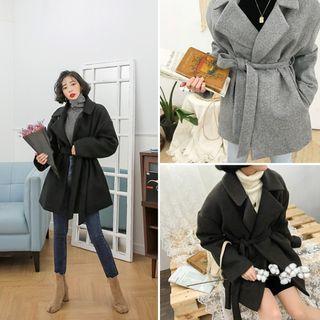 Open-front Loose-fit Jacket With Sash