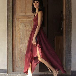 V-neck Asymmetric Maxi Sundress