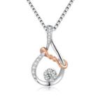 18k/750 Rose And White Gold Infinity Twist Diamond Teardrop Pendant (0.26 Cttw) (free 925 Silver Box Chain)