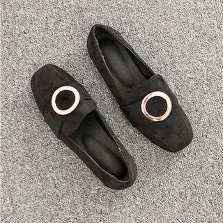Metallic-detail Faux-suede Flats