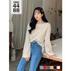 Slit-cuff Loose-fit Knit Top
