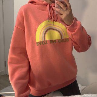 Rainbow Print Hoodie Red - One Size