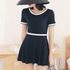 Set: Short-sleeve Swimsuit + Swims Skirt